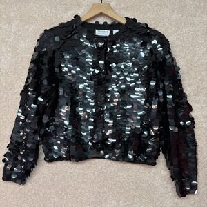 Express Black Large Sequin Pailette Knit Jacket